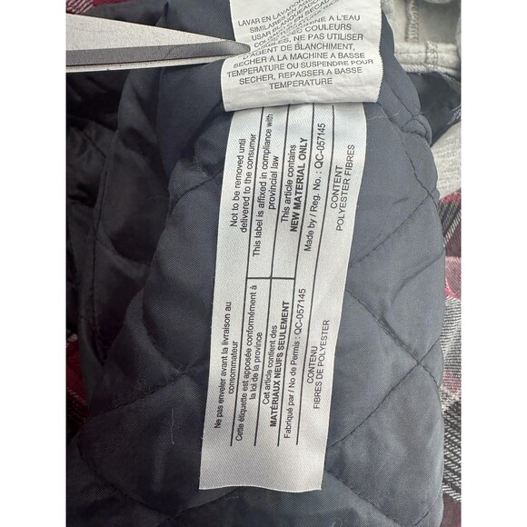 Wrangler Authentics Jacket Mens Large Red Gray Plaid Hooded Flannel Lined Shirt - Picture 8 of 11